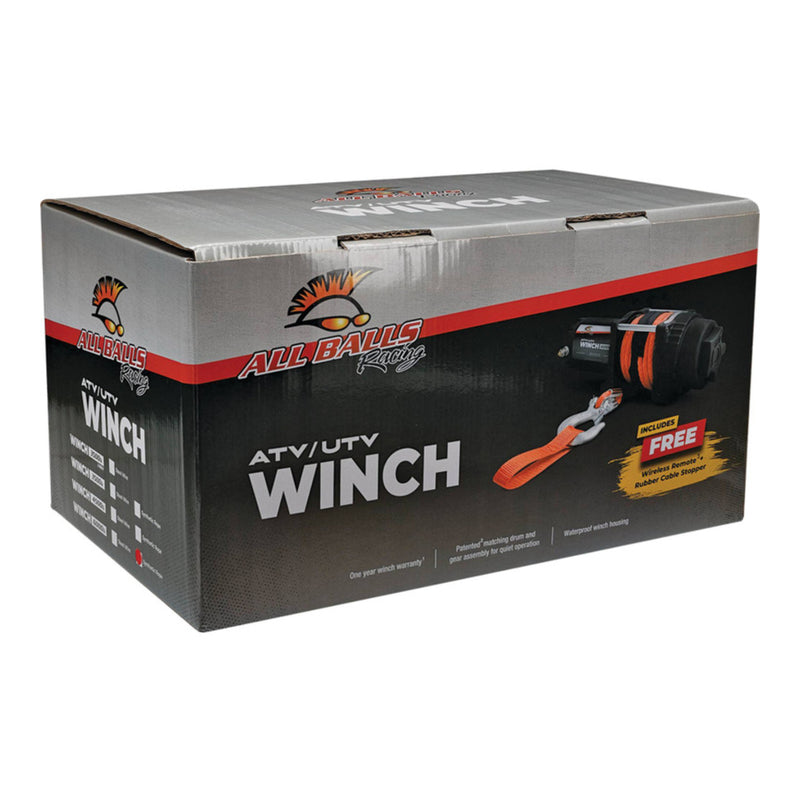 Load image into Gallery viewer, ALL BALLS 4 BOLT WINCH 6000LB with 33FT SYNTHETIC ROPE