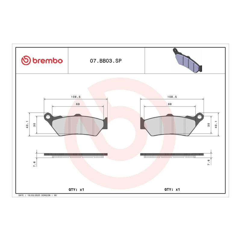 Load image into Gallery viewer, Brembo Prime Sinter Rear Brake Pads 07BB03SP