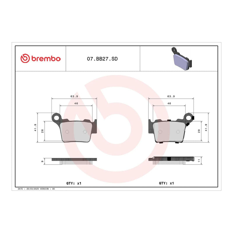 Load image into Gallery viewer, Brembo Prime Sinter Rear Brake Pads 07BB27SD