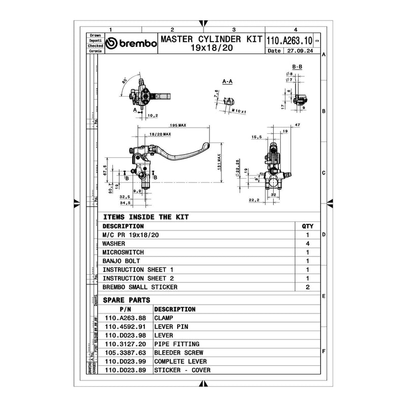 Load image into Gallery viewer, Brembo Upgrade RCS19 Front Brake Master Cylinder 110A26310
