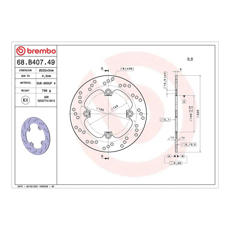 Load image into Gallery viewer, Brembo Prime Serie Oro Front Brake Disc 68B40749