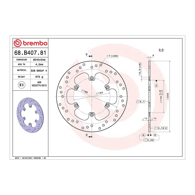 Load image into Gallery viewer, Brembo Prime Serie Oro Rear Brake Disc 68B40781