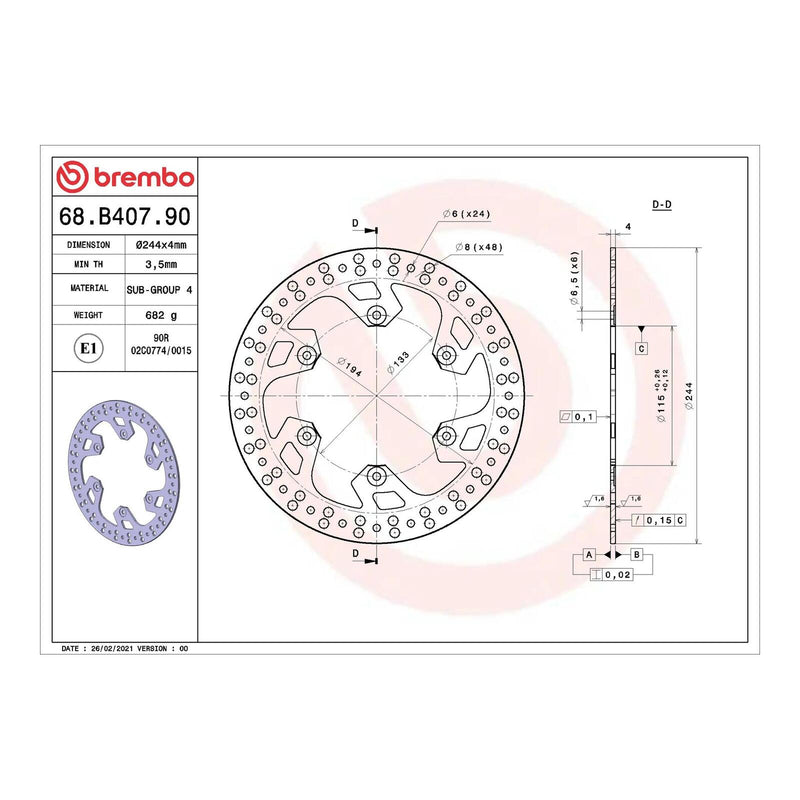 Load image into Gallery viewer, Brembo Prime Serie Oro Rear Brake Disc 68B40790