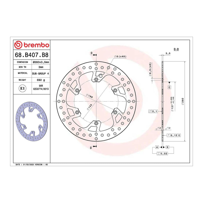 Load image into Gallery viewer, Brembo Prime Serie Oro Front Brake Disc 68B407B8