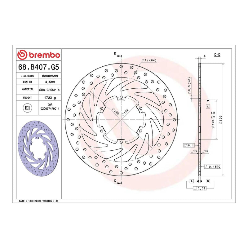 Load image into Gallery viewer, Brembo Prime Serie Oro Front Brake Disc 68B407G5