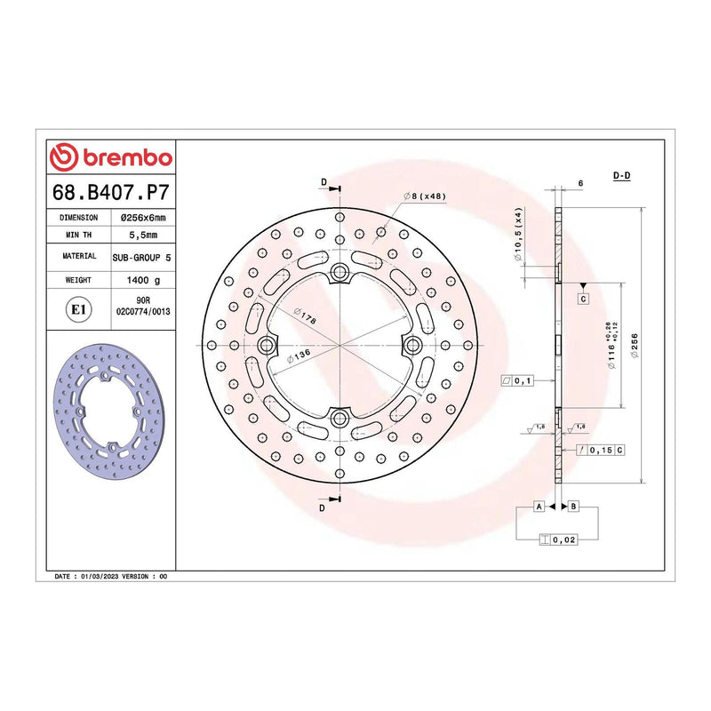 Load image into Gallery viewer, Brembo Prime Serie Oro Rear Brake Disc 68B407P7