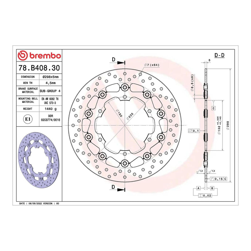 Load image into Gallery viewer, Brembo Prime Serie Oro Front Brake Disc 78B40830