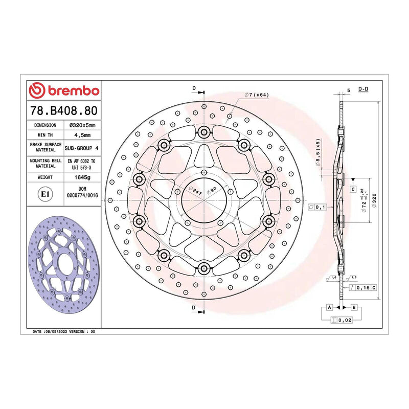 Load image into Gallery viewer, Brembo Prime Serie Oro Front Brake Disc 78B40880