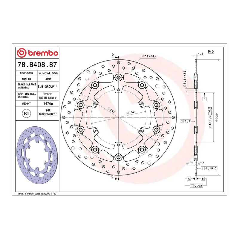Load image into Gallery viewer, Brembo Prime Serie Oro Front Brake Disc 78B40887