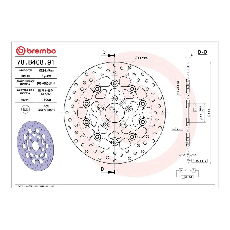 Load image into Gallery viewer, Brembo Prime Serie Oro Front Brake Disc 78B40891
