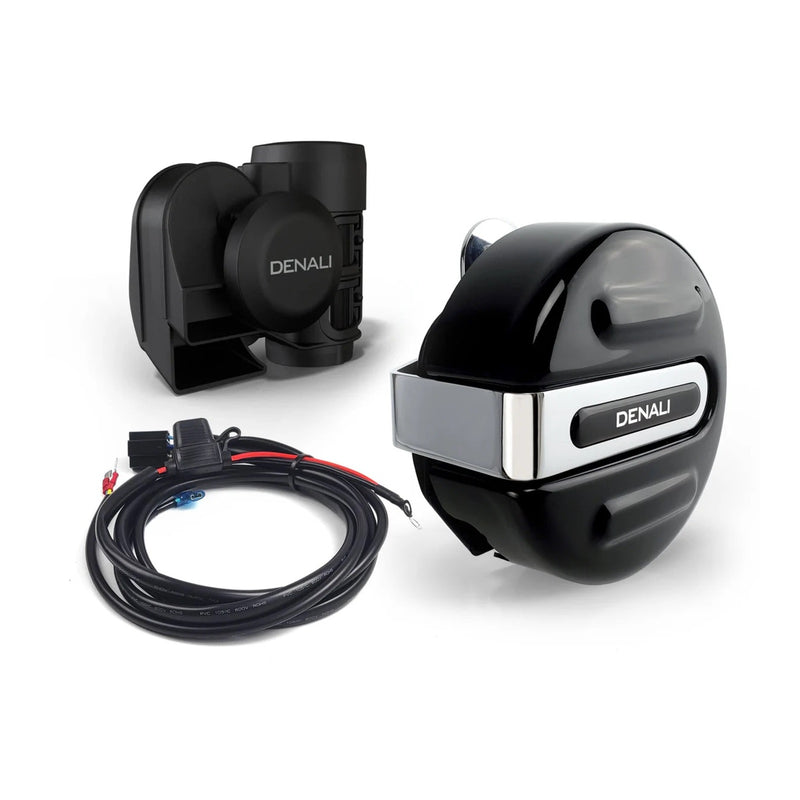Load image into Gallery viewer, Denali SoundBomb V-Twin Air Horn with Cover / Harness - Chrome