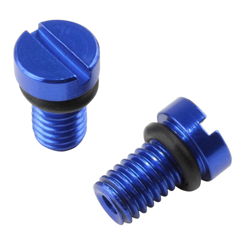 Load image into Gallery viewer, Zeta Front Fork Air Valve Cap Screw KYB/Showa - Blue 2pcs