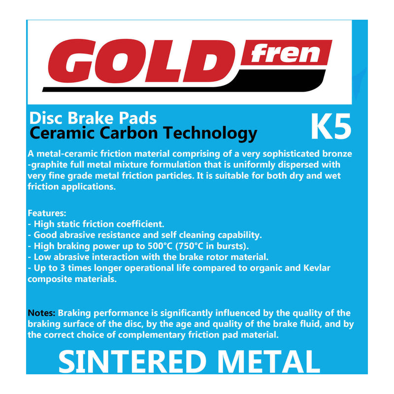 Load image into Gallery viewer, GOLDfren Brake Pads - K5 Off-Road Racing
