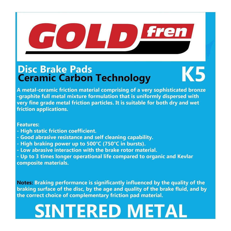 Load image into Gallery viewer, GOLDfren Brake Pads - K5 Off-Road Racing