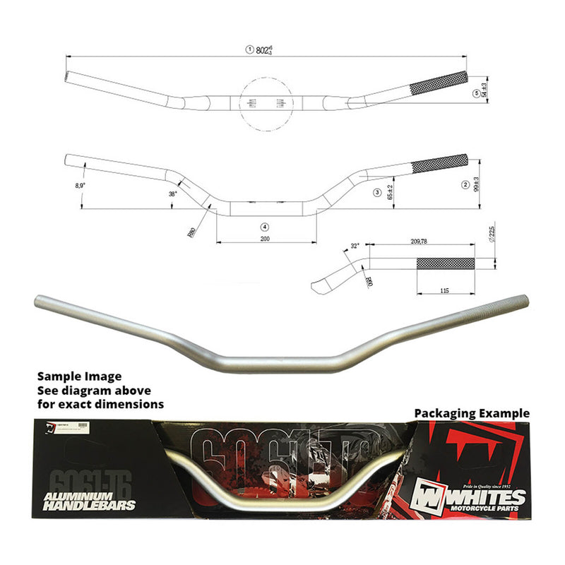 Load image into Gallery viewer, Whites Handlebars Alloy 6061 Taper 1-1/8 (28.6mm) CRF/KXF Silver