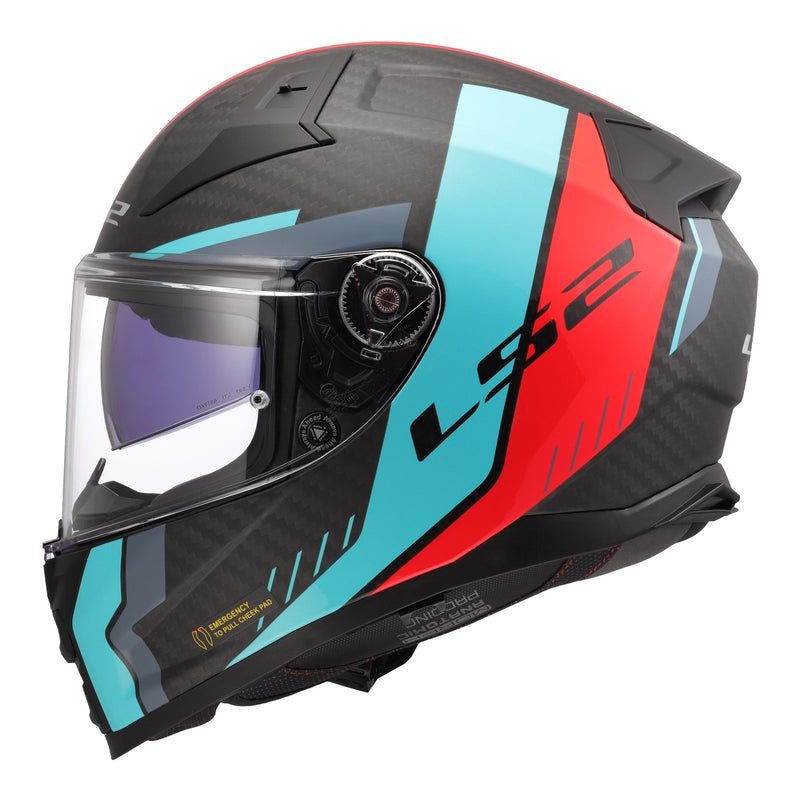 Load image into Gallery viewer, LS2 FF811 Vector II Carbon Grid Helmet - Red / Cyan
