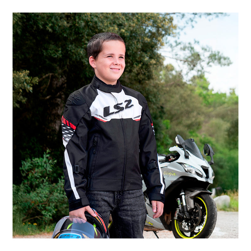 Load image into Gallery viewer, LS2 Apex Evo Kids Jacket - Black/White/Red (L)