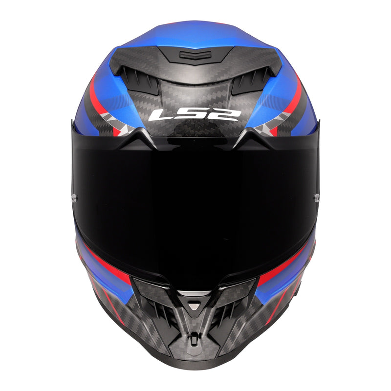 Load image into Gallery viewer, LS2 FF807 Dragon Carbon Trax Helmet - Blue / Red / Carbon 06