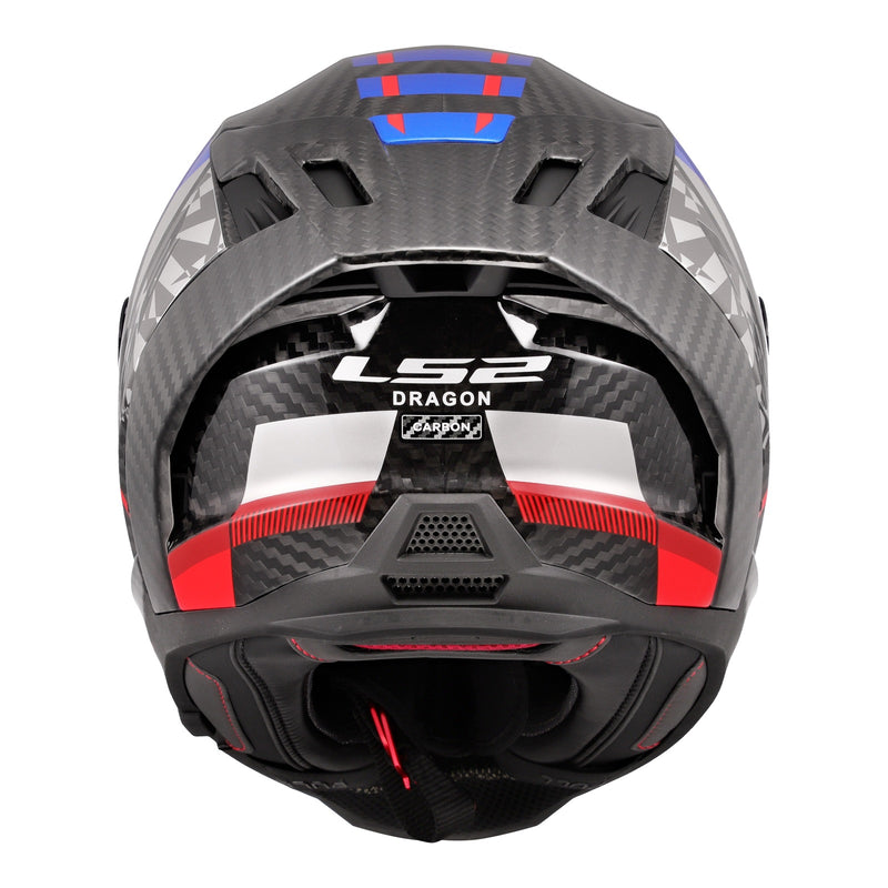 Load image into Gallery viewer, LS2 FF807 Dragon Carbon Trax Helmet - Blue / Red / Carbon 06