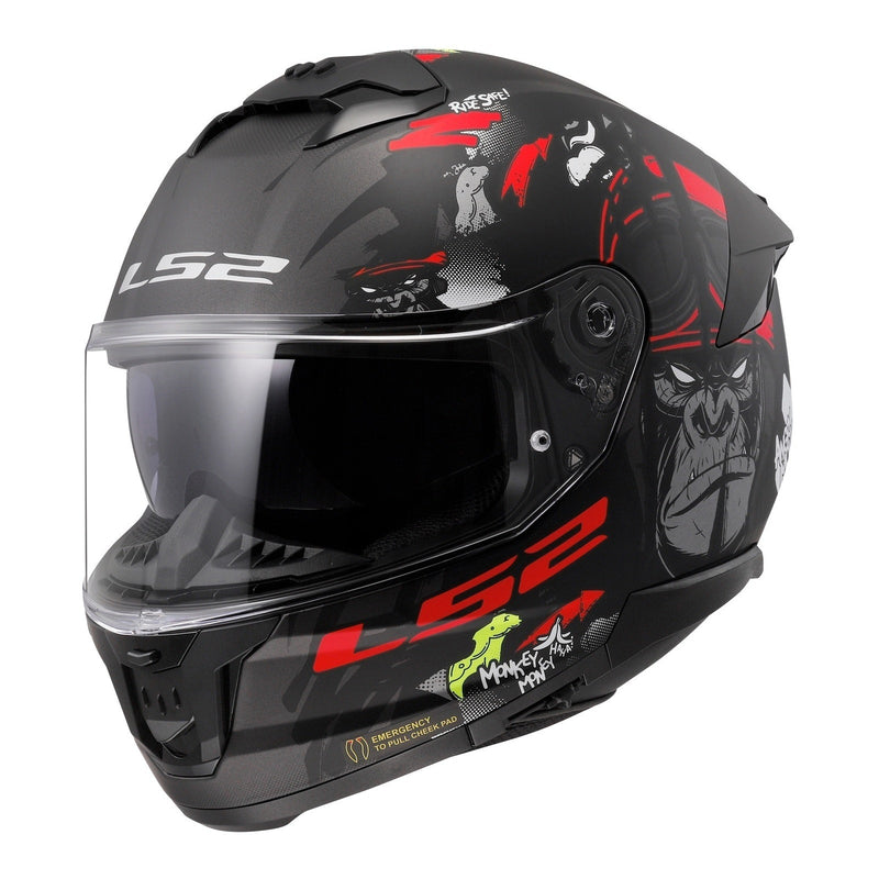 Load image into Gallery viewer, LS2 FF808 Stream II Angry Monkey Helmets - Matte Black / Red 06
