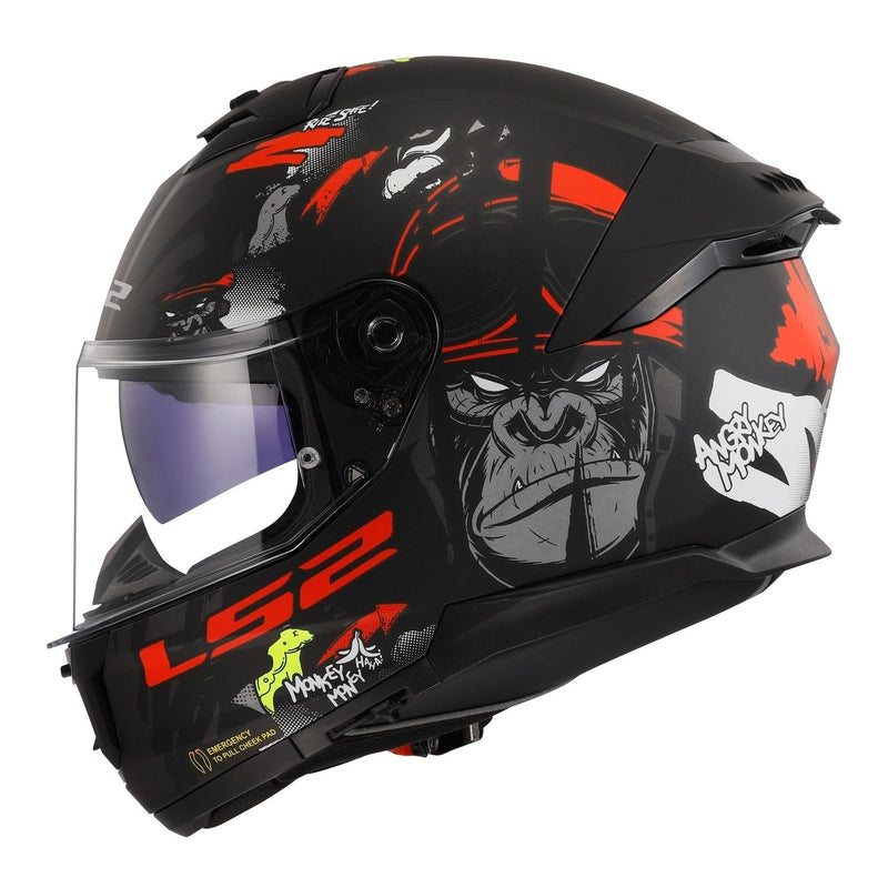 Load image into Gallery viewer, LS2 FF808 Stream II Angry Monkey Helmets - Matte Black / Red 06