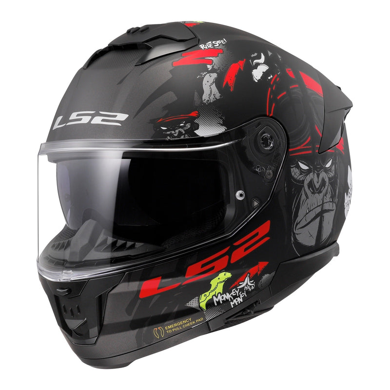 Load image into Gallery viewer, LS2 FF808 Stream II Angry Monkey Helmets - Matte Black / Red 06