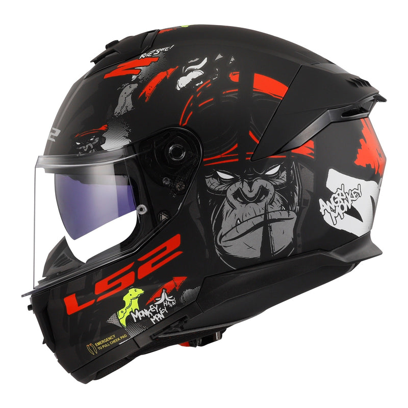 Load image into Gallery viewer, LS2 FF808 Stream II Angry Monkey Helmets - Matte Black / Red 06