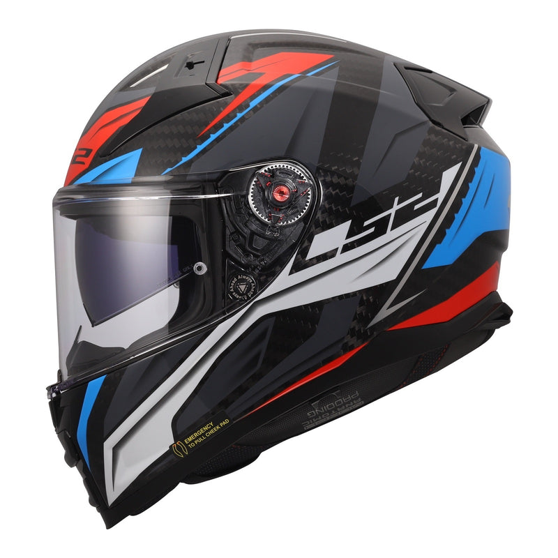 Load image into Gallery viewer, LS2 FF811 Vector II Carbon Savage Helmets - White / Blue / Red