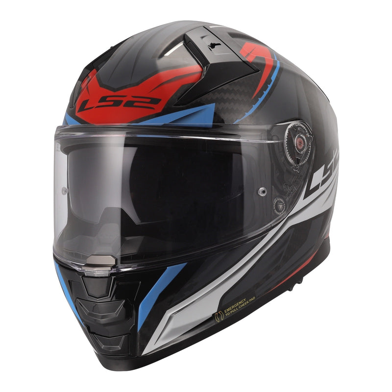 Load image into Gallery viewer, LS2 FF811 Vector II Carbon Savage Helmets - White / Blue / Red