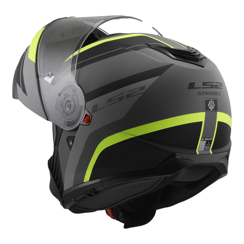 Load image into Gallery viewer, LS2 FF908 Strobe II Monza Flip Front Helmets - Matte Black / Hi-Vis Yellow 06