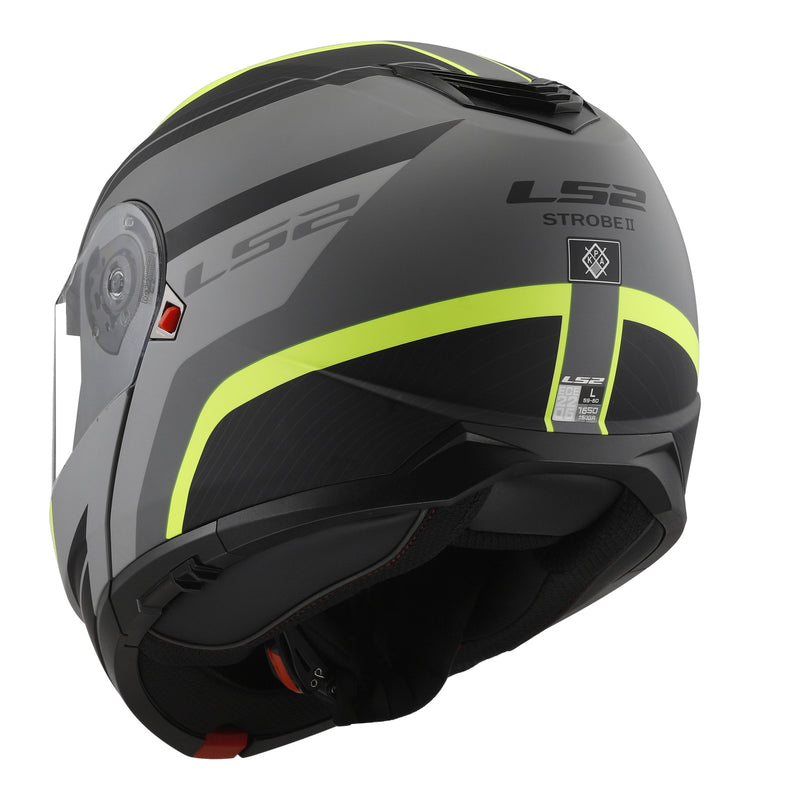 Load image into Gallery viewer, LS2 FF908 Strobe II Monza Flip Front Helmets - Matte Black / Hi-Vis Yellow 06