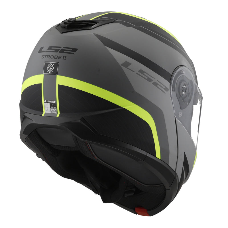 Load image into Gallery viewer, LS2 FF908 Strobe II Monza Flip Front Helmets - Matte Black / Hi-Vis Yellow 06