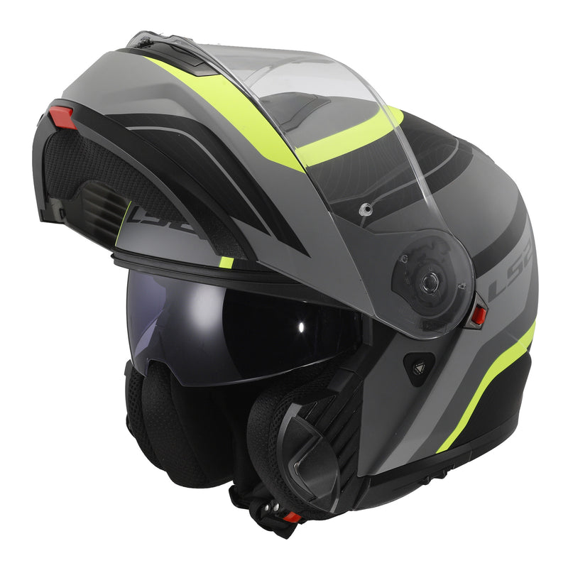 Load image into Gallery viewer, LS2 FF908 Strobe II Monza Flip Front Helmets - Matte Black / Hi-Vis Yellow 06