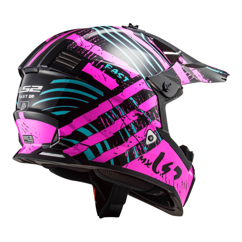 Load image into Gallery viewer, LS2 MX437 Fast Evo Verve Helmet - Black / Fluro Pink