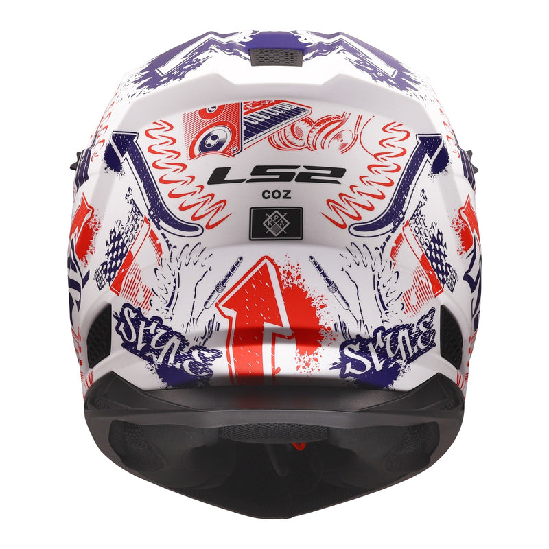 Load image into Gallery viewer, LS2 MX706J COZ Junior Helmet - Matte White / Red / Blue