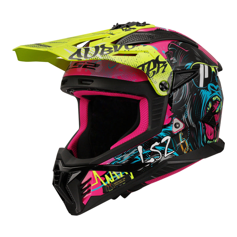 Load image into Gallery viewer, LS2 MX708 Fast II Gorilla Helmet - Purple / Hi-Vis Yellow
