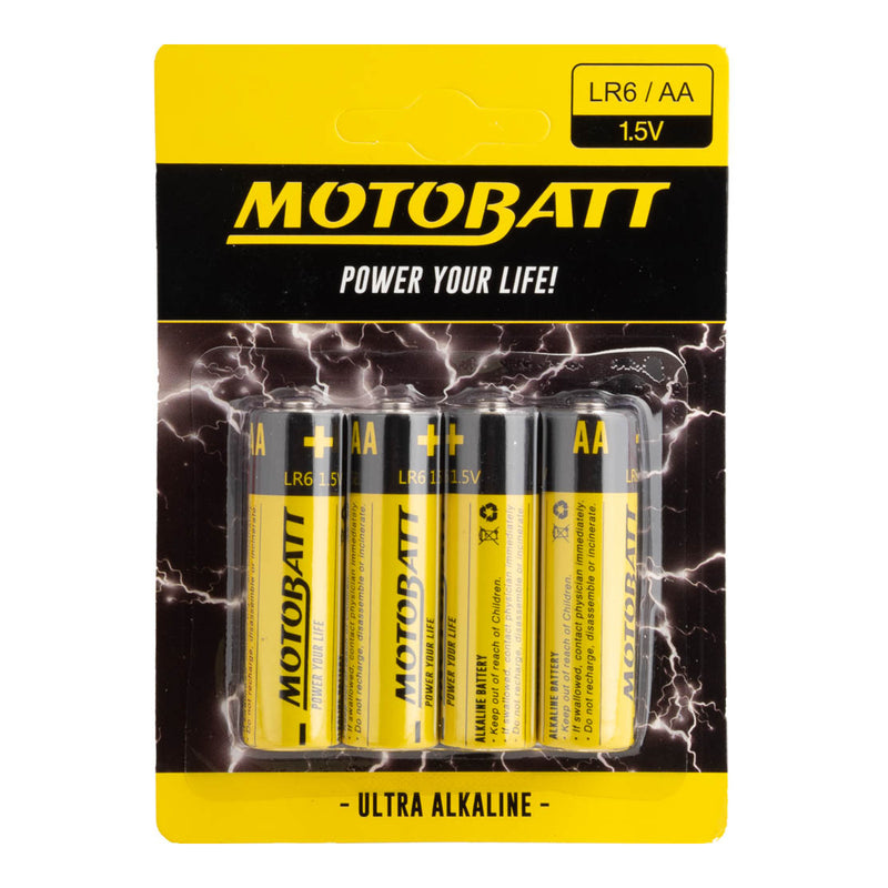 Load image into Gallery viewer, Motobatt AA (LR6) 1.5 Alkaline Battery 4 per Card (10Box)