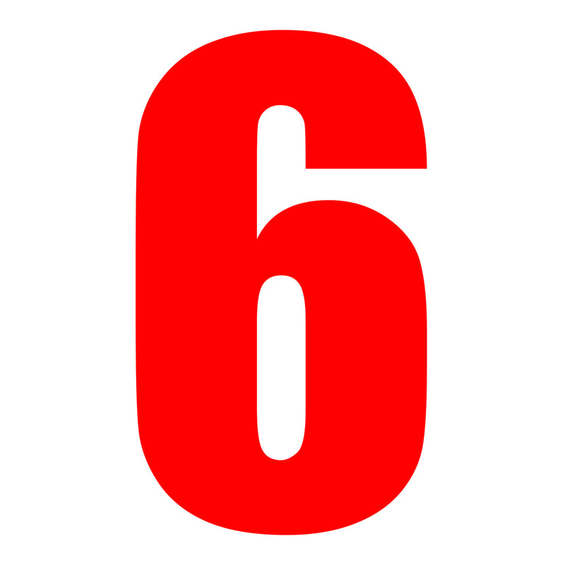 Load image into Gallery viewer, Whites Race Number - Red #6 (10 Pack)