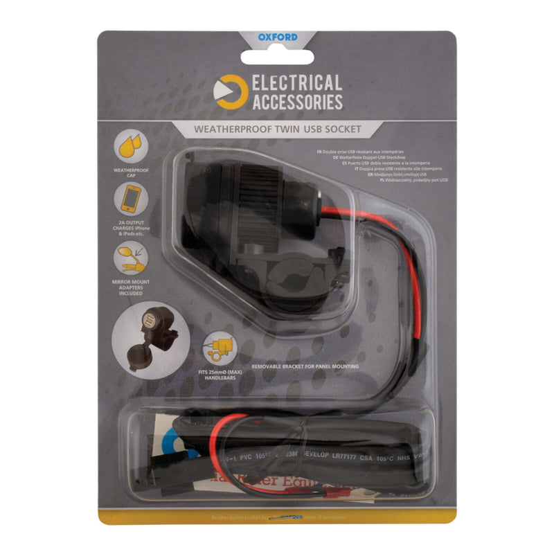 Load image into Gallery viewer, Oxford USB Dual Socket - Handlebar Mount