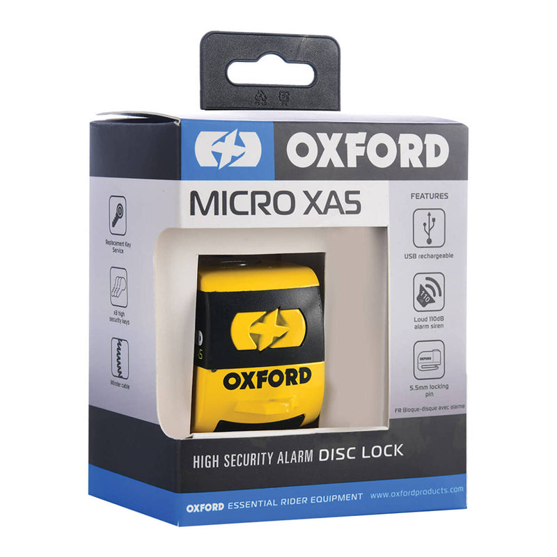 Load image into Gallery viewer, Oxford Disc Lock Alarm Micro XA5 - Black / Yellow