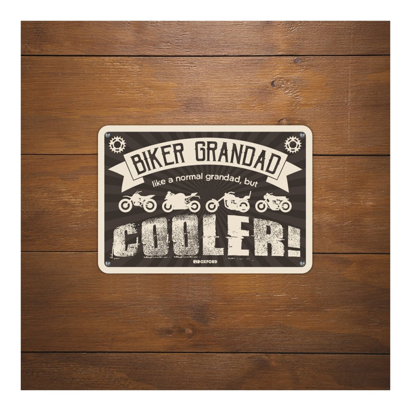 Load image into Gallery viewer, Oxford Garage Metal Sign: Biker Grandad Cooler