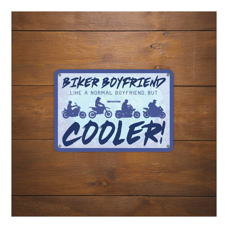 Load image into Gallery viewer, Oxford Garage Metal Sign: Biker Boyfriend Cooler