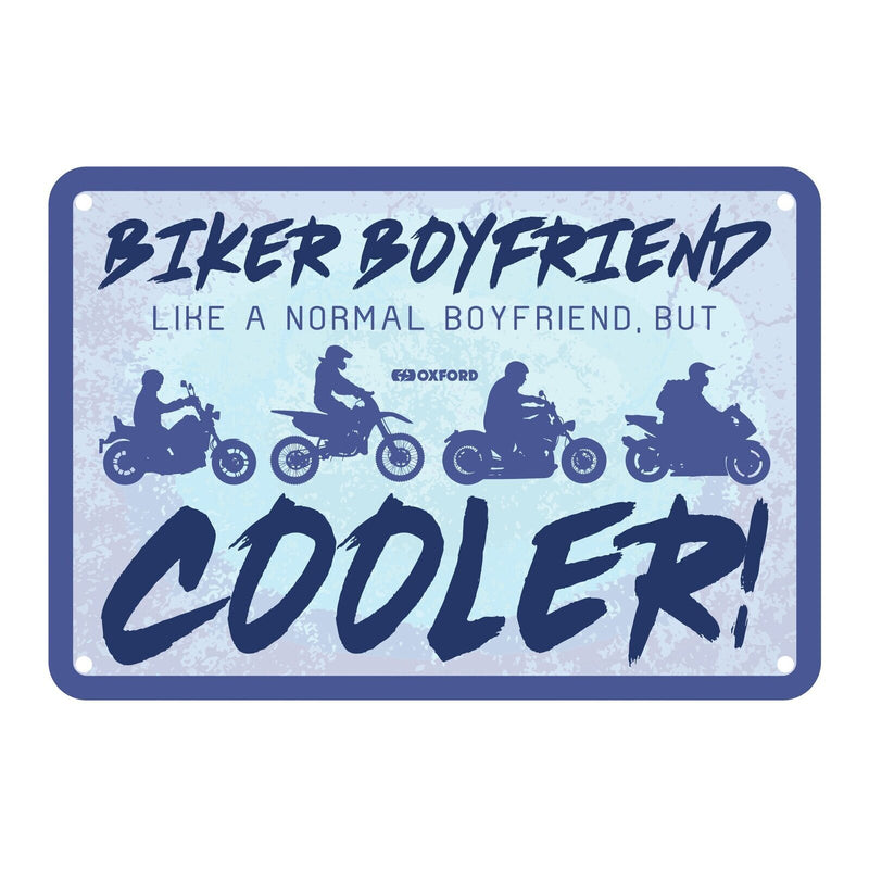 Load image into Gallery viewer, Oxford Garage Metal Sign: Biker Boyfriend Cooler