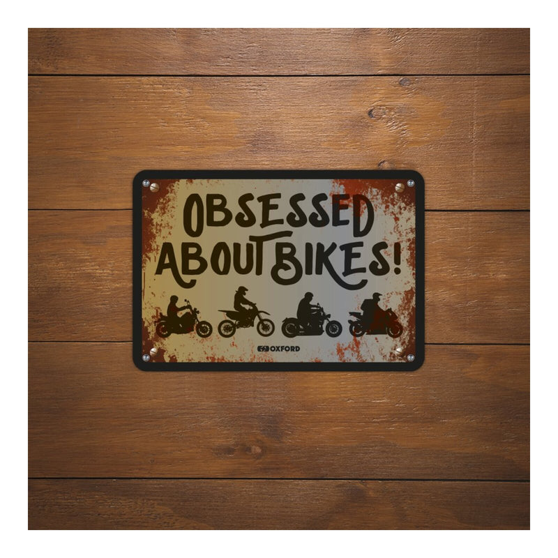 Load image into Gallery viewer, Oxford Garage Metal Sign: Obsessed About Bikers