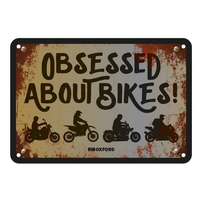 Load image into Gallery viewer, Oxford Garage Metal Sign: Obsessed About Bikers