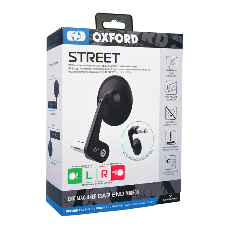 Load image into Gallery viewer, Oxford Street Billet Alloy Bar End Mirror Left - Black