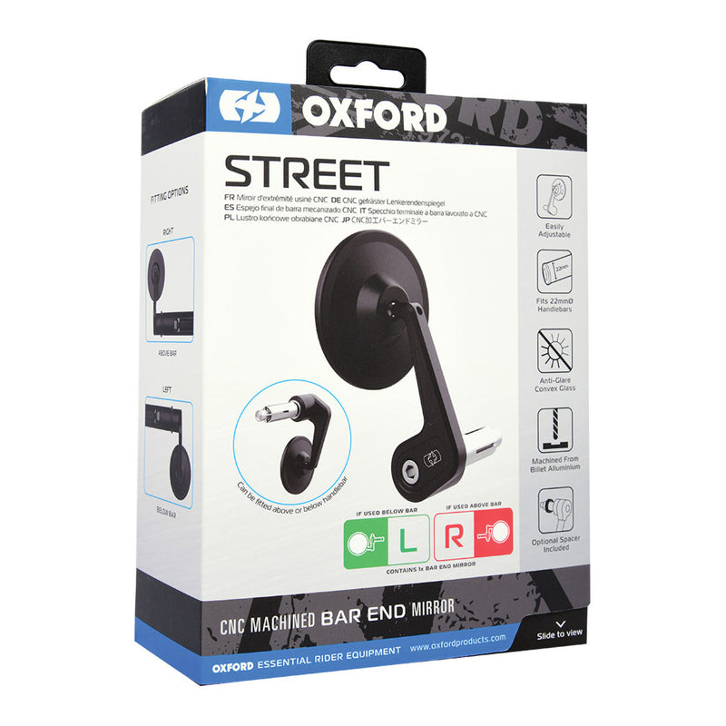 Load image into Gallery viewer, Oxford Street Billet Alloy Bar End Mirror Right - Black