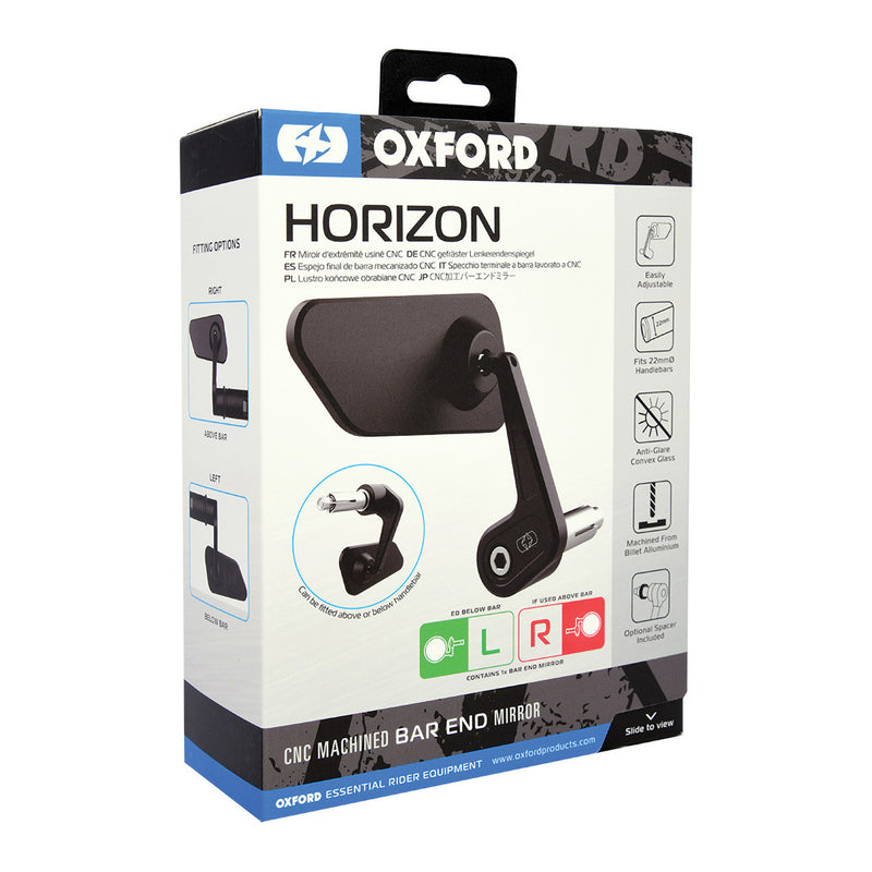 Load image into Gallery viewer, Oxford Horizon Billet Alloy Bar End Mirror Right - Black