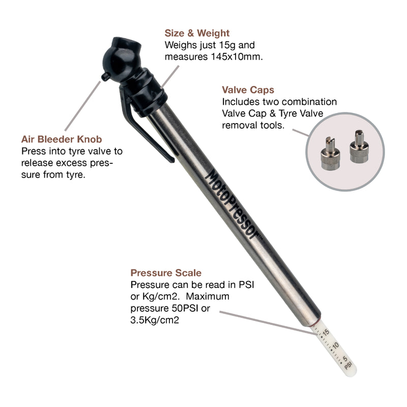 Load image into Gallery viewer, Rocky Creek Motopressor Pencil Tyre Gauge