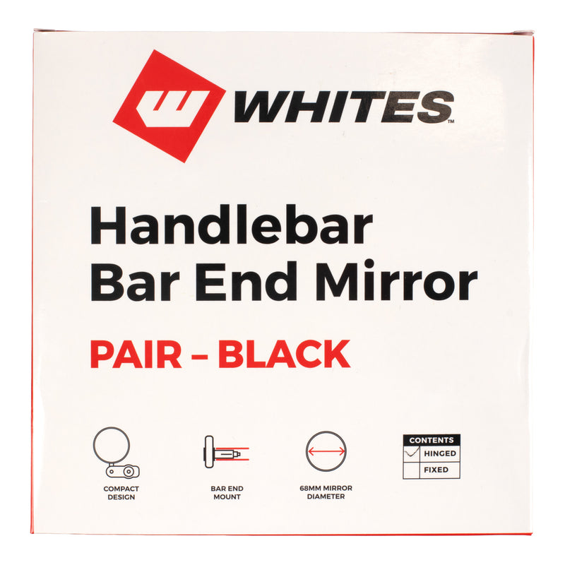 Load image into Gallery viewer, Whites Handlebar Bar End Mirrors Pair - Hinged - Black
